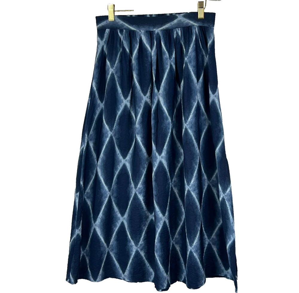 Banana Republic Womens Size XS Blue Midi Skirt Tie Dye Elastic Waist Boho Flowy